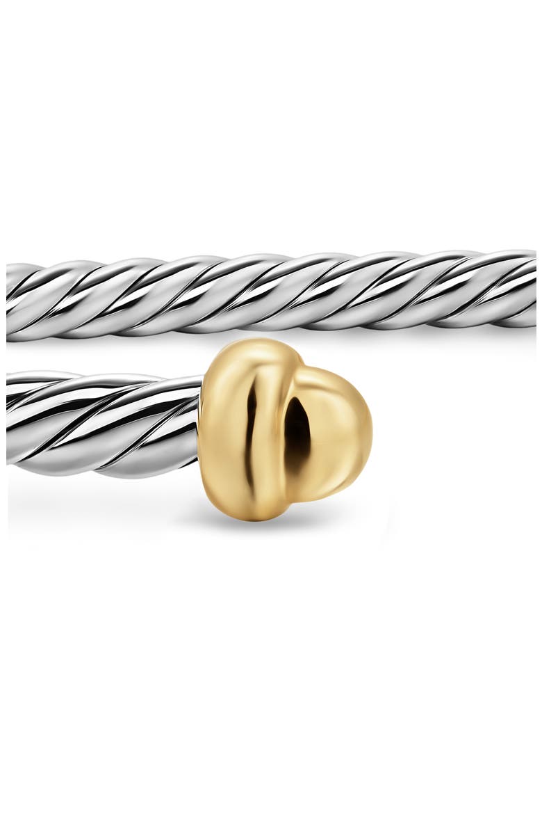 Micro Cable Flex Sterling Silver & Yellow Gold Open Bracelet, 2.6mm, Alternate, color, SILVER