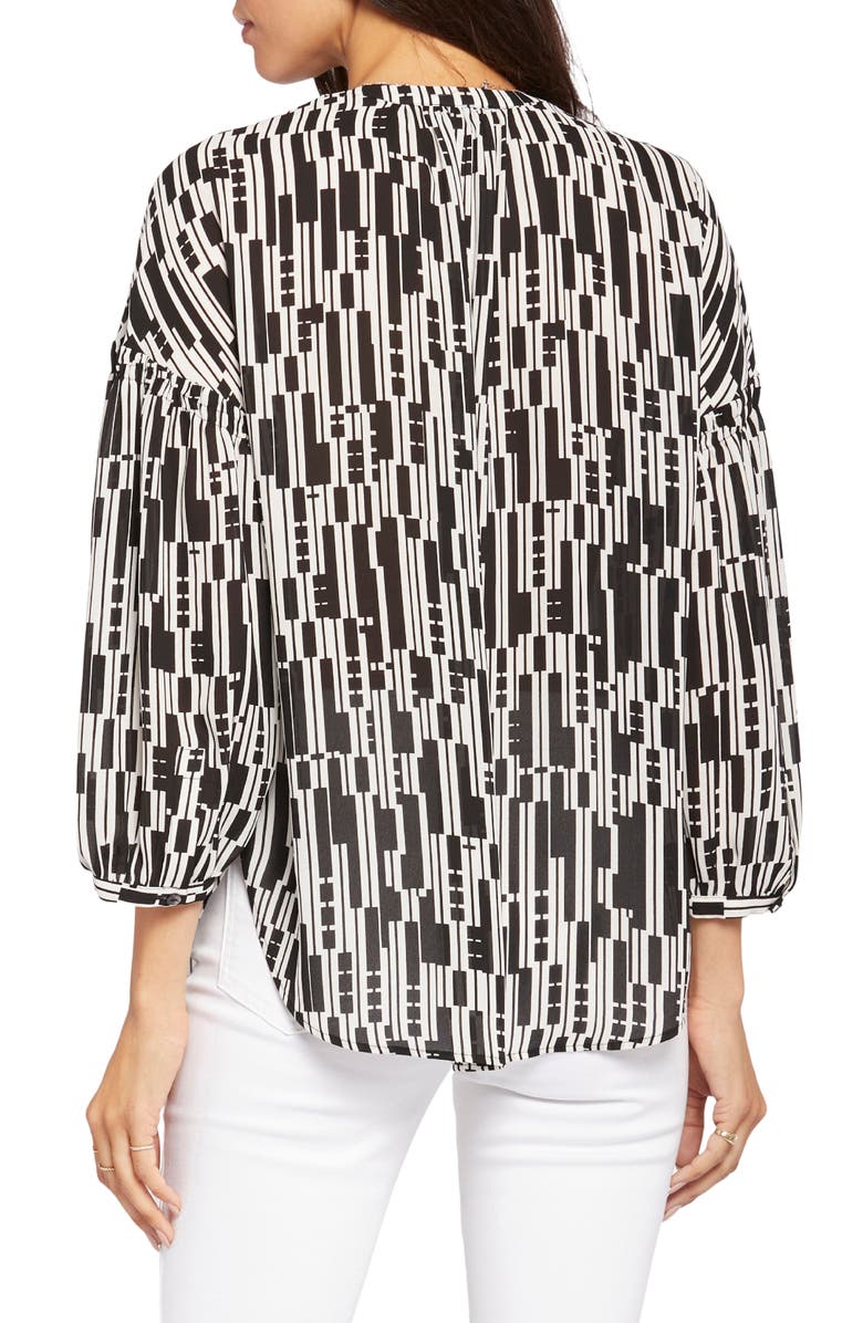 NYDJ Paulina Tie Dye Recycled Polyester Peasant Top, Alternate, color, Giselle Geo