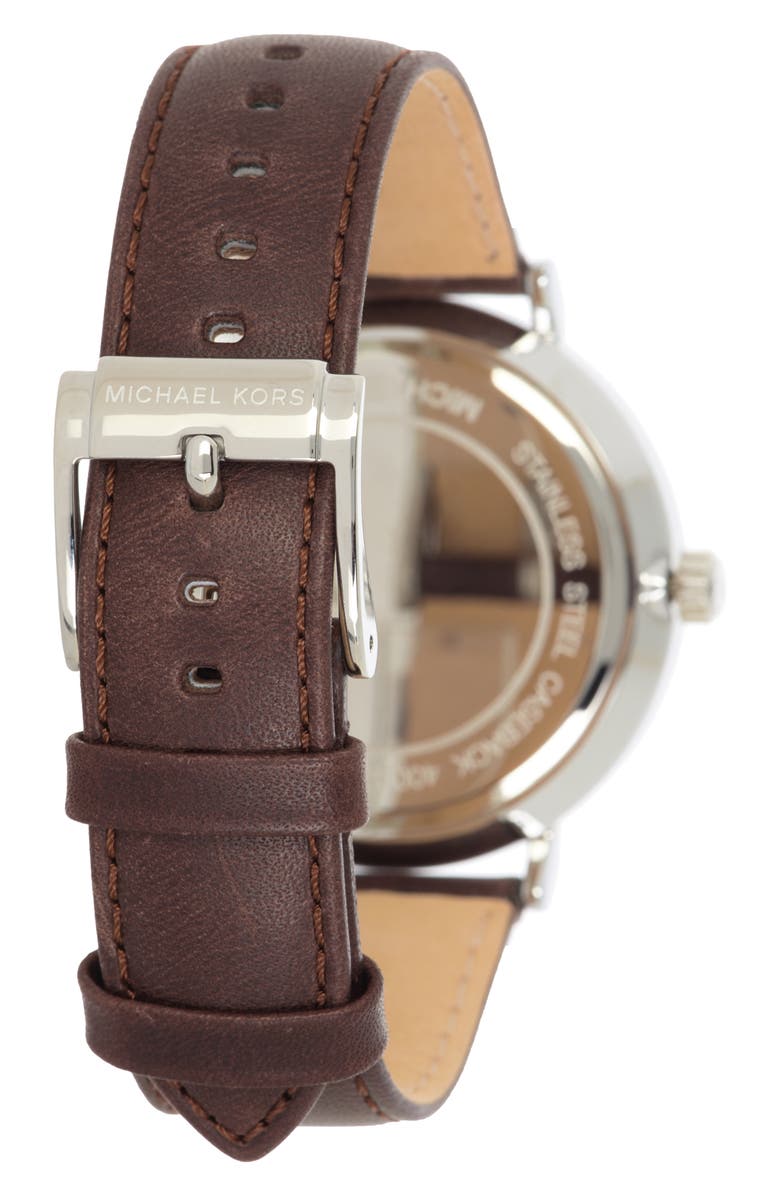 Michael Kors Men's Auden Three-Hand Brown Leather Watch, 42mm, Alternate, color, 