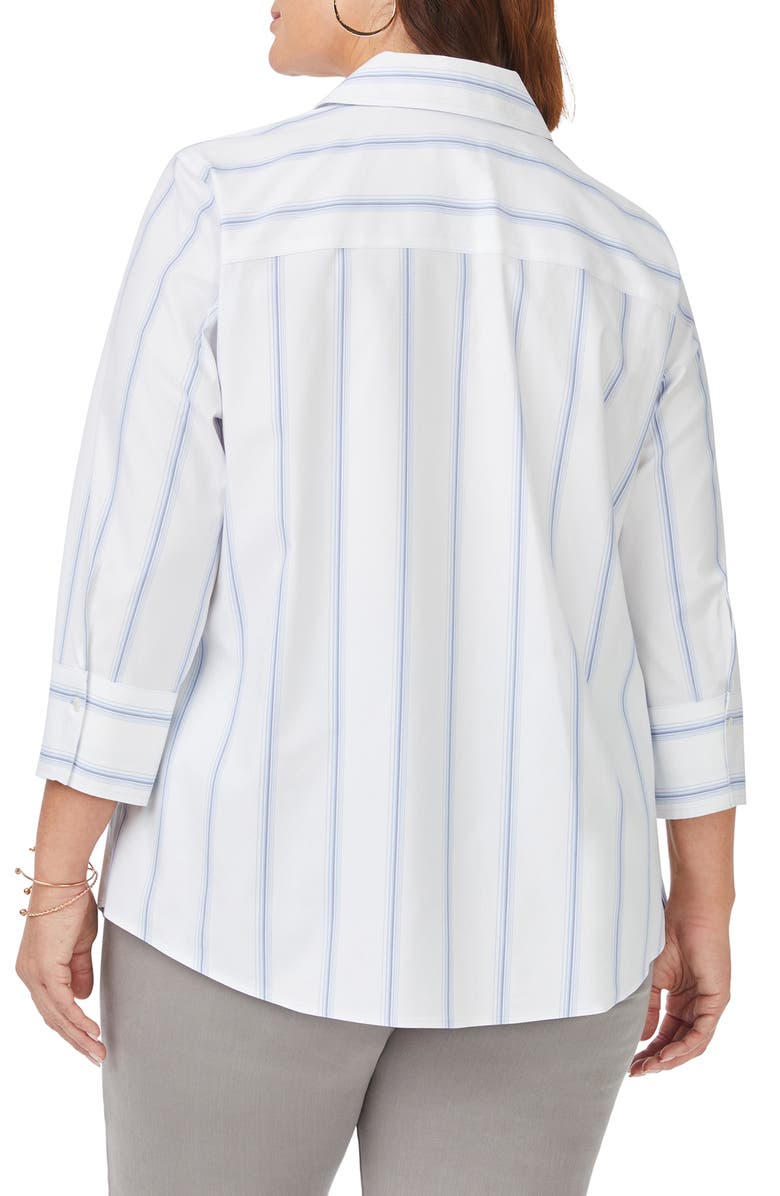 Foxcroft Mary Soho Stripe Print Button-Up Shirt, Alternate, color, 