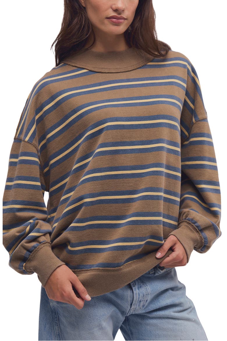 Palm Spring Striped Mock Neck Pullover, Main, color, ARMY COMBO