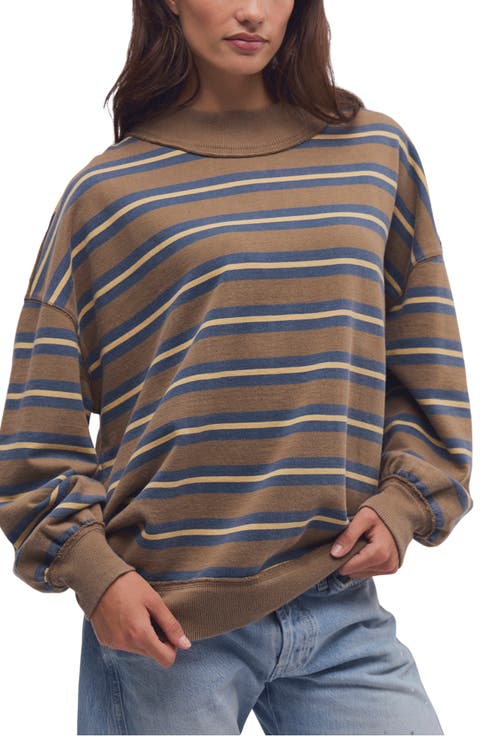 Palm Spring Striped Mock Neck Pullover