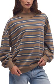 Free People Palm Spring Striped Mock Neck Pullover