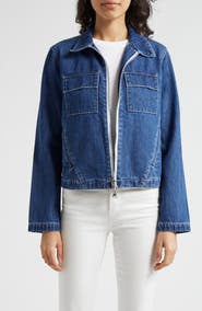 L'AGENCE Elaine Zip Front Denim Jacket