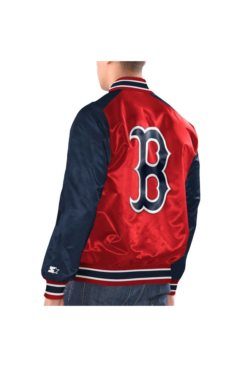 Men's Starter Red/Navy Boston Red Sox Varsity Satin Full-Snap Jacket, Alternate, color, Red