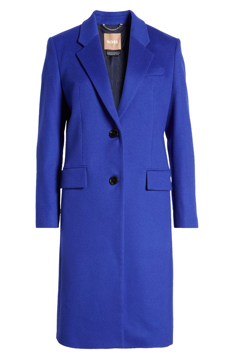 BOSS Catara Virgin Wool & Cashmere Longline Coat, Alternate, color, Dk Bu