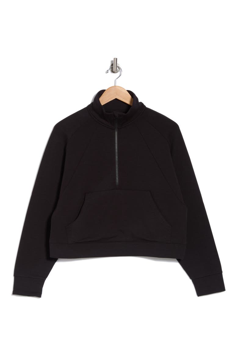 Cozy Knit Half-Zip Sweatshirt, Alternate, color, BLACK