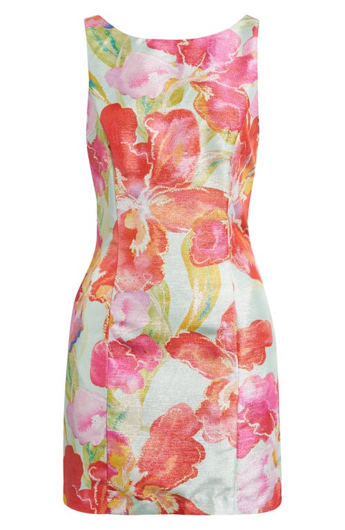 Shop Hutch Ren Floral Jacquard Minidress In Mint Orchids