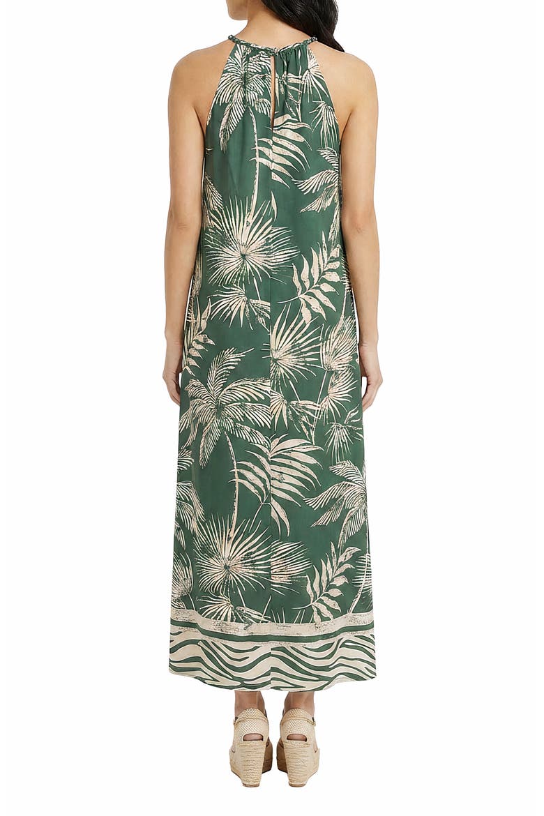 Printed Halter Neck Midi Dress, Alternate, color, CILANTRO/ PRISTINE