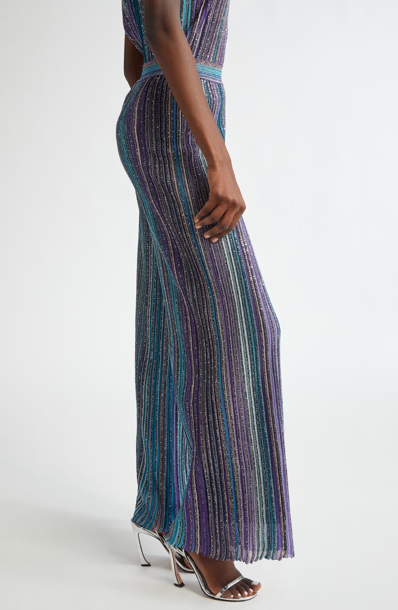 Missoni Shimmer Stripe Metallic Knit Flare Pants, Alternate, color, 