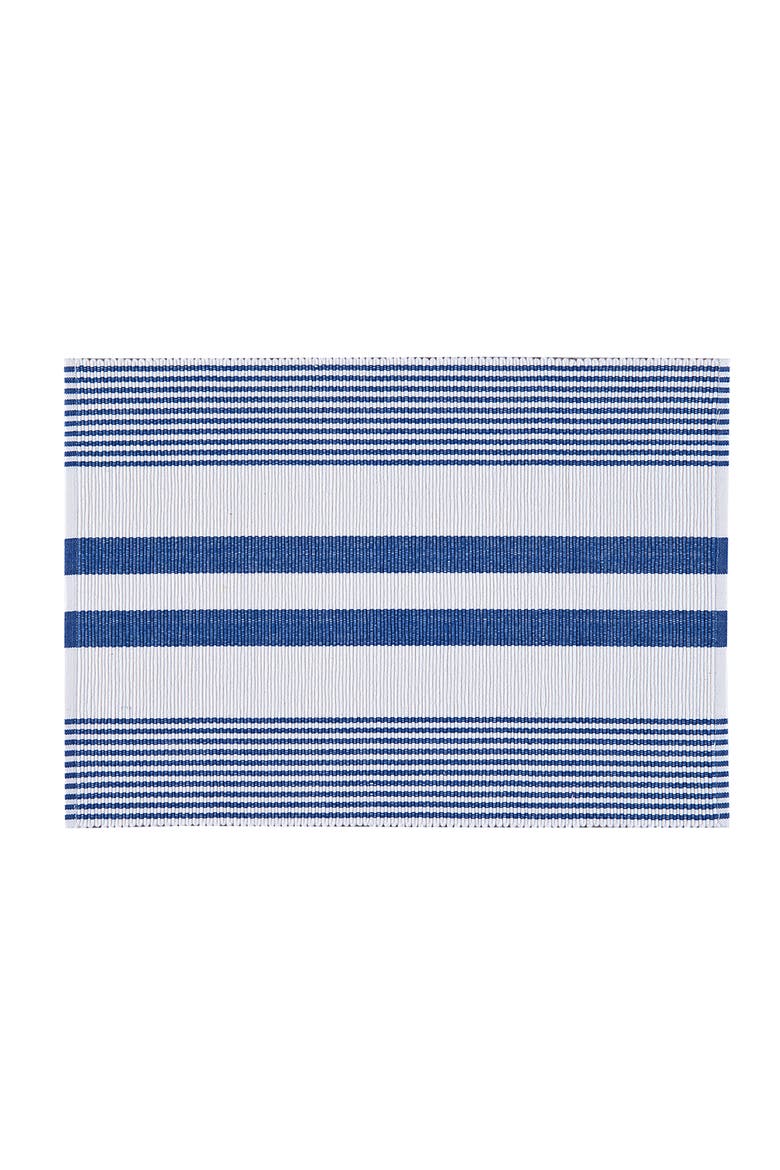 Classic Blue & White Stripe 100% Cotton Set of 4 Placemats 13" x 19", Main, color, Blue