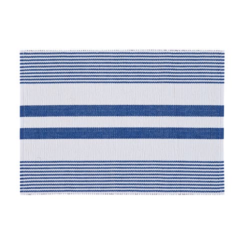 Classic Blue & White Stripe 100% Cotton Set of 4 Placemats 13" x 19"