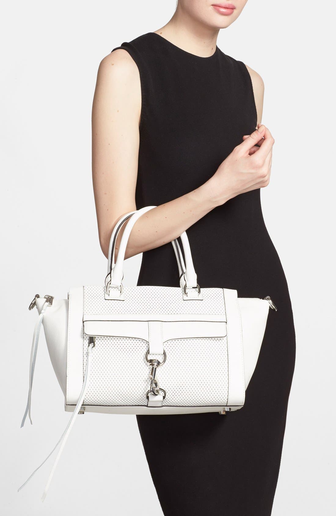 'Bowery' Satchel, Alternate, color, WHITE/ SILVER