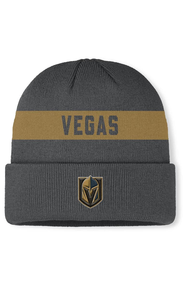 FANATICS Men's Fanatics Gray Vegas Golden Knights Authentic Pro Rink Cuffed Knit Hat, Main, color, Gray