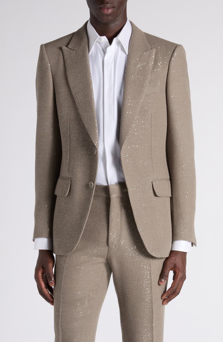 TOM FORD Sequin Light Bouclé Suit Jacket, Main, color, Jbq Desert Taupe