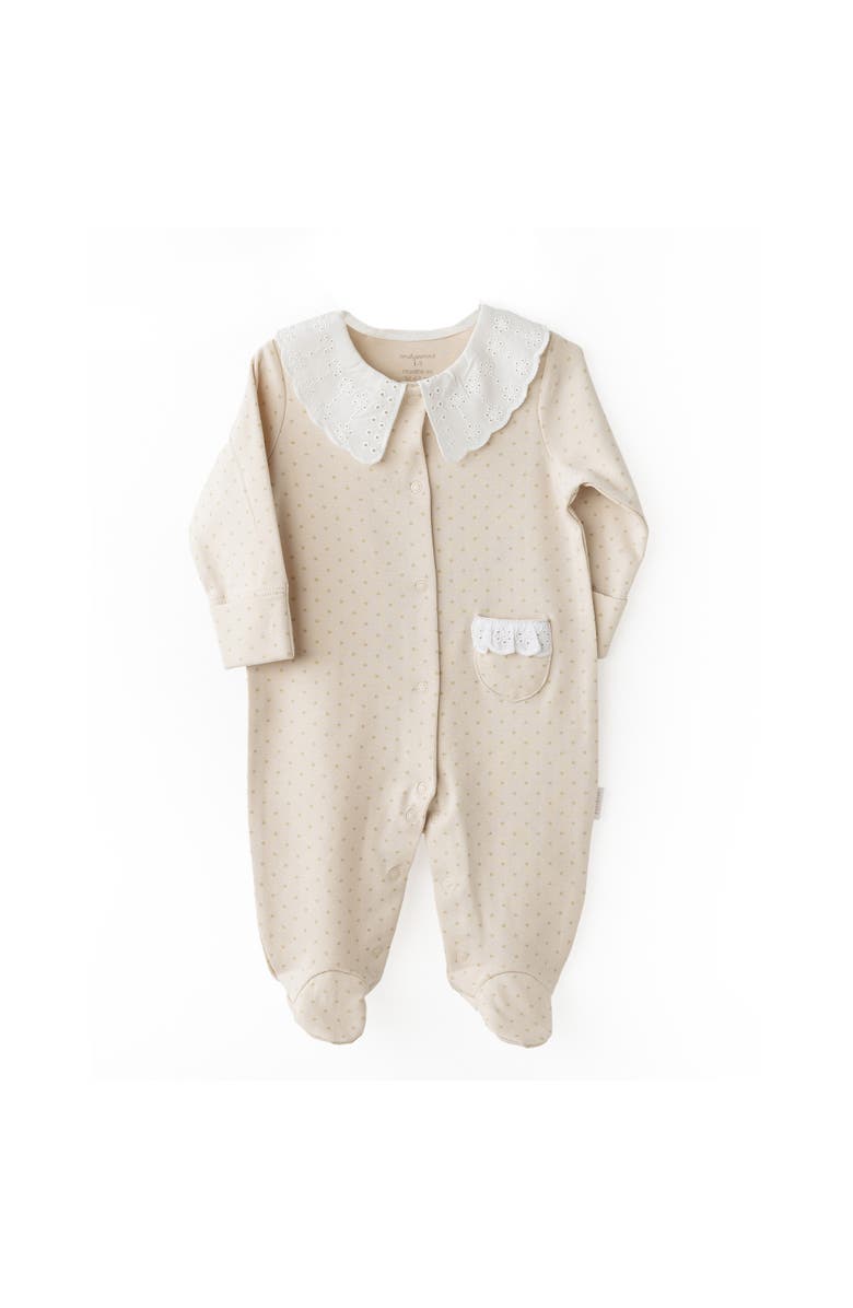 Andy Wawa Lace Petal Romper, Main, color, Beige