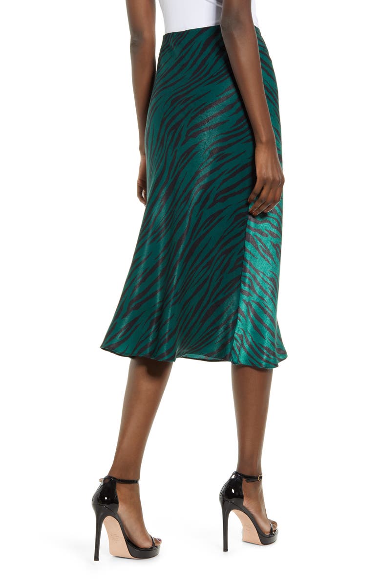 Socialite Zebra Print Bias Cut Satin Skirt, Alternate, color, 