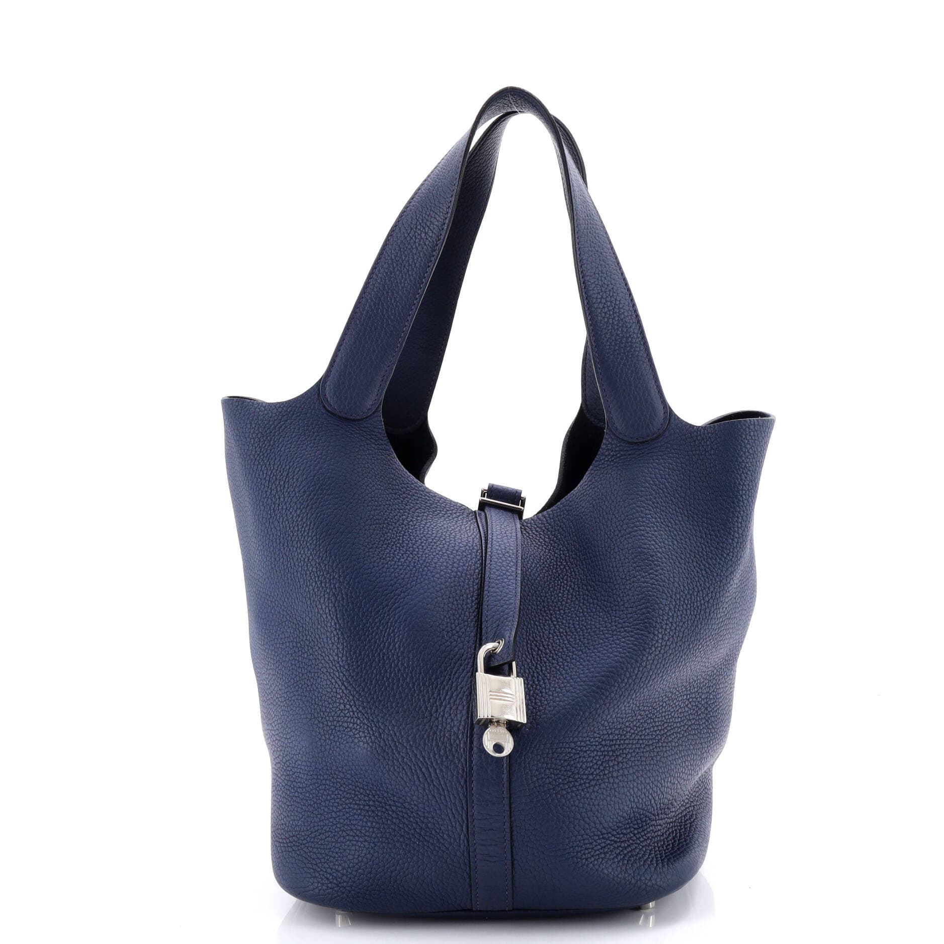 Pre-Owned Hermes Picotin Lock Bag Clemence GM, Main, color, Bleu De Malte