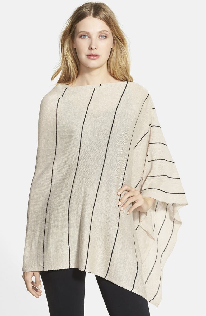 Eileen Fisher Pinstripe Organic Linen Poncho, Main, color, 