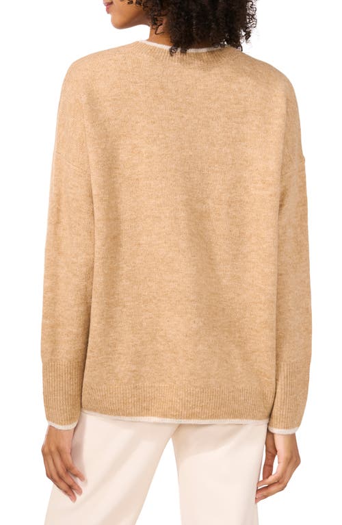 Vince Camuto Contrast Trim Crewneck Sweater In Neutral