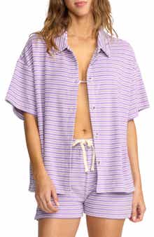 Billabong Josie Stripe Cotton Terry Cover-Up Shirt