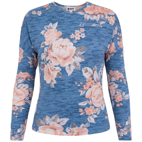 Floral V Neck Pinch Front Dolman Top