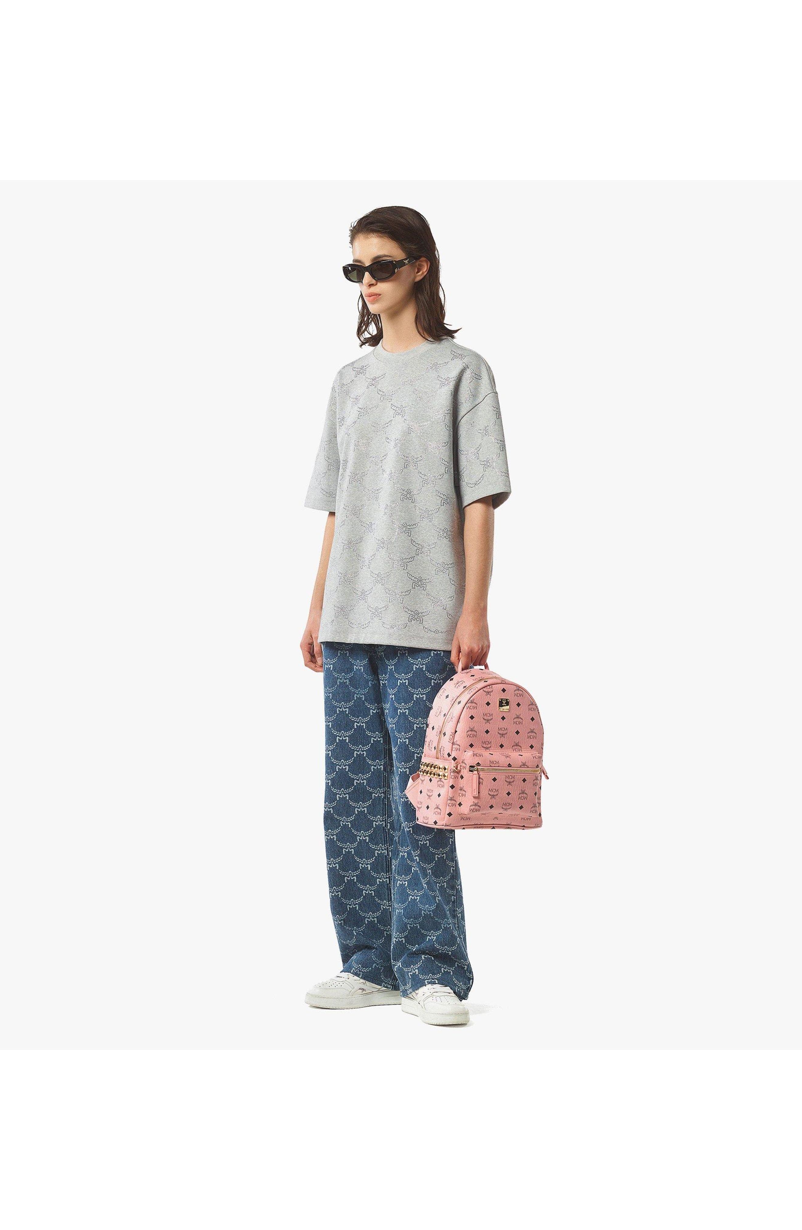 Small Stark Side Studs Backpack in Visetos, Alternate, color, Pink