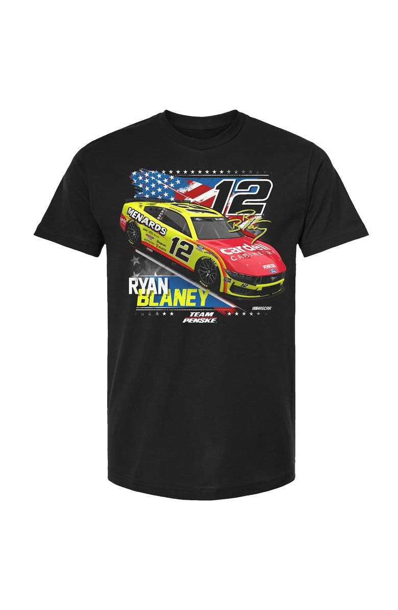 TEAM PENSKE Men's Team Penske Black Ryan Blaney Menards Patriotic Car T-Shirt, Alternate, color, Black