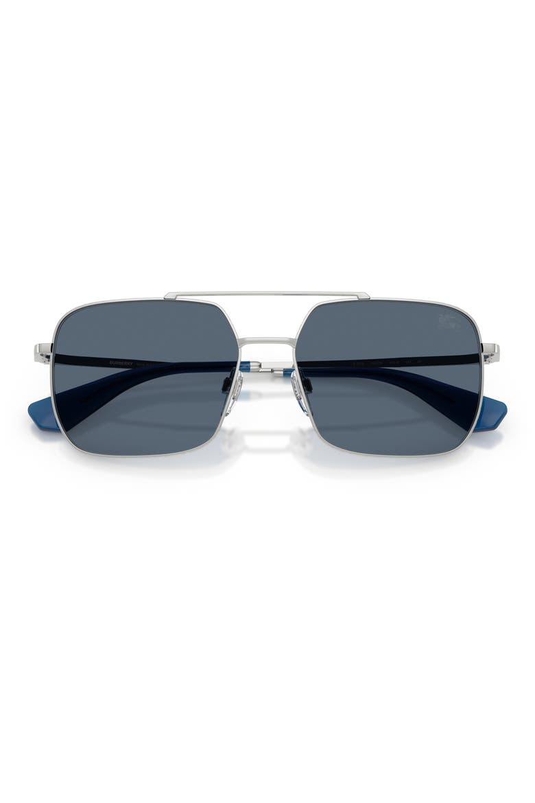 BE3179 57mm Polarized Pilot Sunglasses, Alternate, color, SILVER / BLUE POLAR