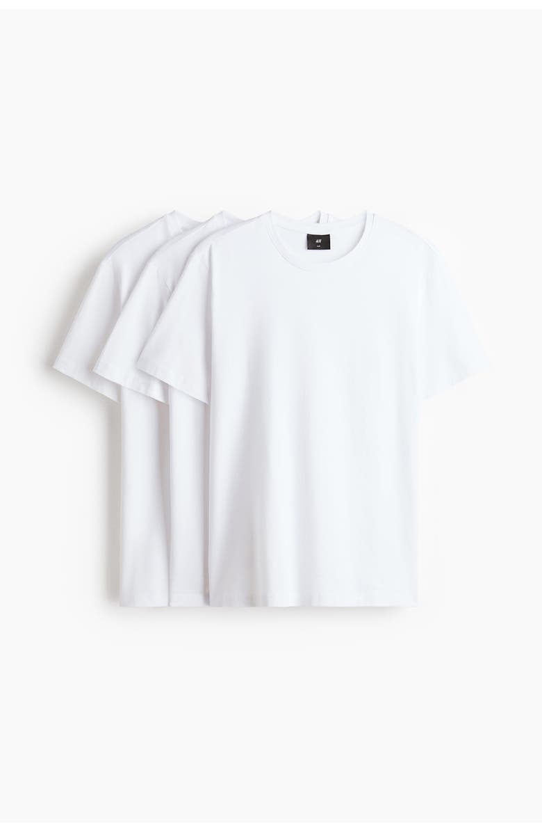 H&M 3-pack Slim Fit T-shirts, Main, color, White