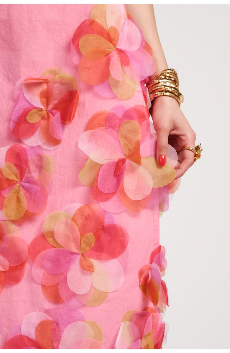 Frances Valentine Origami Dress with Organza Flowers, Alternate, color, Pink/Multi