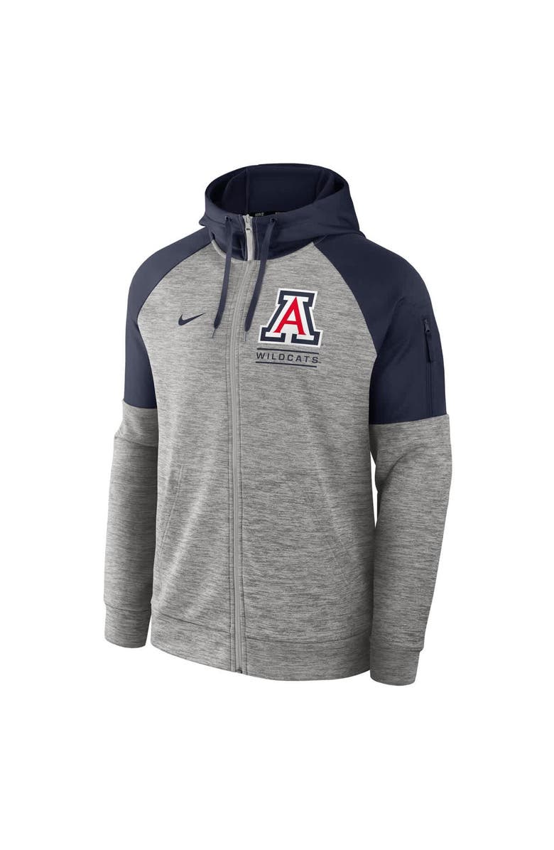 Nike Men's Nike Heather Gray Arizona Wildcats Fitness Raglan Performance Full-Zip Hoodie, Alternate, color, 