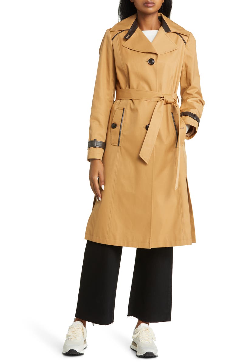 Sam Edelman Water Repellent Cotton Blend Trench Coat, Main, color,