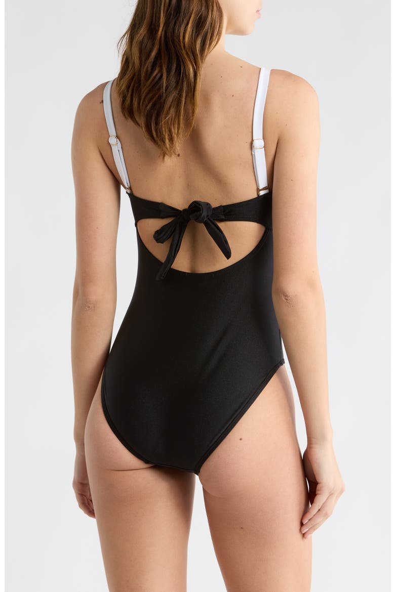 Underwire One-Piece Swimsuit, Alternate, color, BLACK/ WHITE