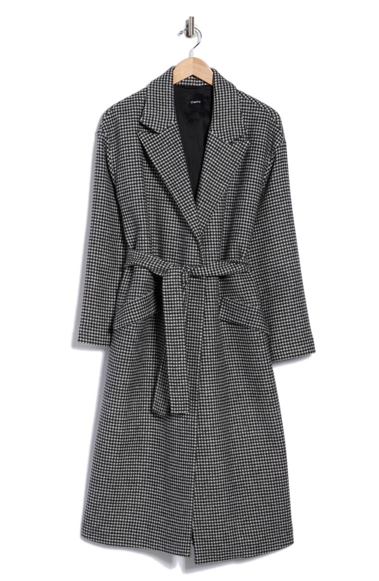 Theory Houndstooth Robe Coat, Alternate, color, Grey Multi