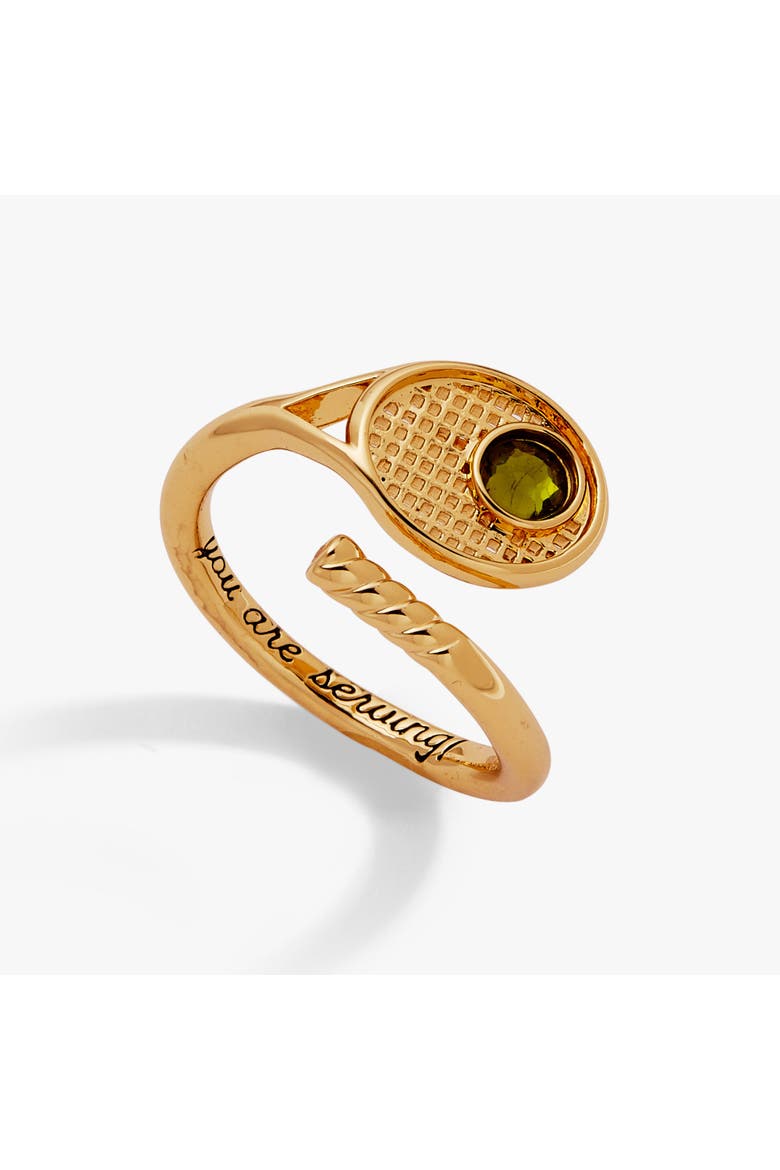 Tennis Racket 'You Are Serving' Wrap Ring, Alternate, color, Gold