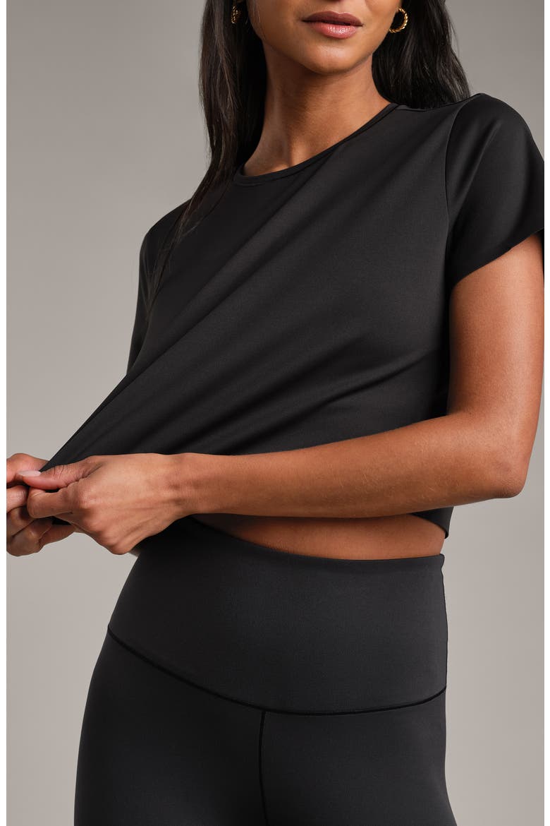 Serene Crop Performance T-Shirt, Alternate, color, BLACK