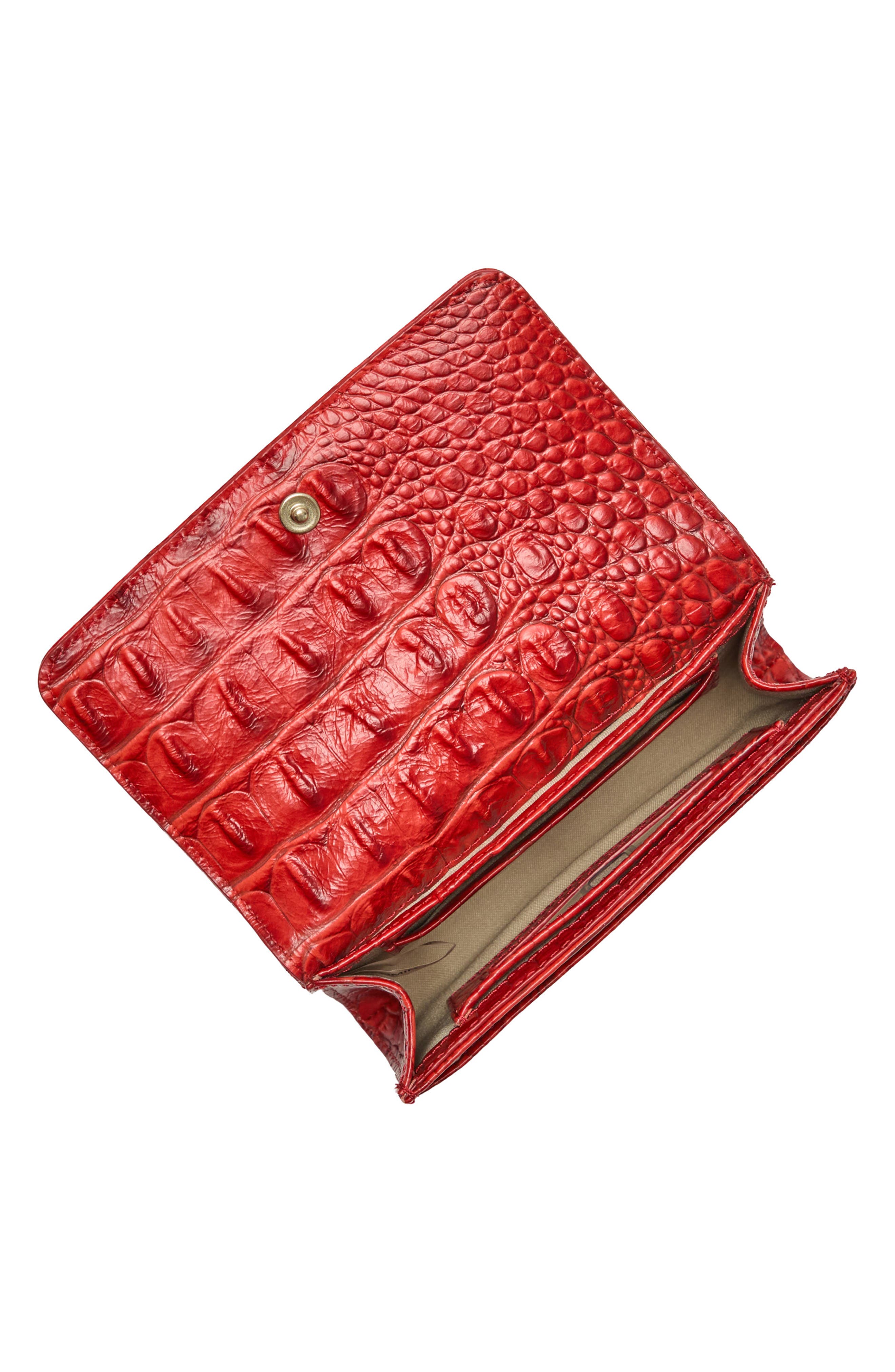 Kerra Croc Embossed Leather Wallet, Alternate, color, SALSA