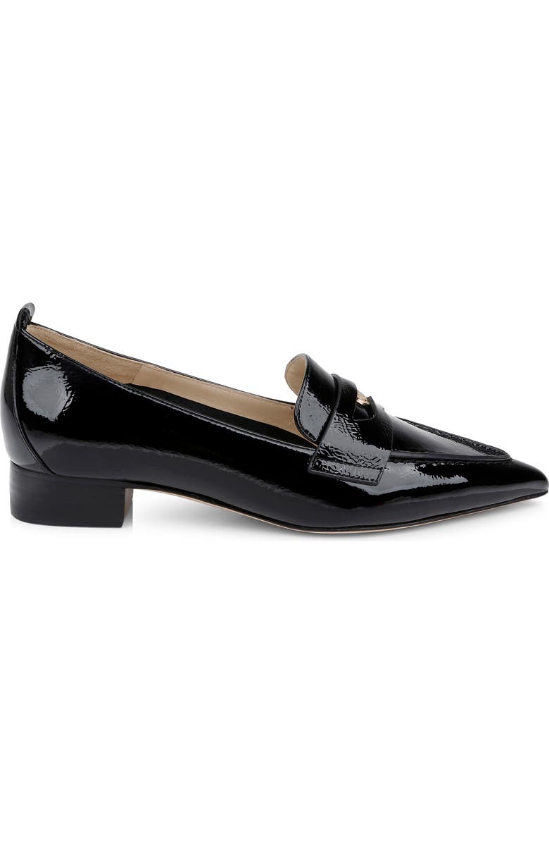 L'AGENCE Maelys Pointed Toe Penny Loafer, Alternate, color, Black Patent