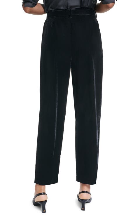 Velvet Skinny Pants with Rhinestone Belt