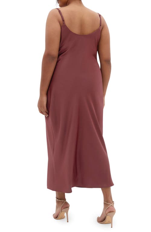 City Chic Satin Slipdress In Burgundy