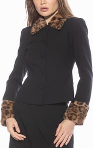 Alexia Admor Fran Faux Fur Trim Twill Jacket