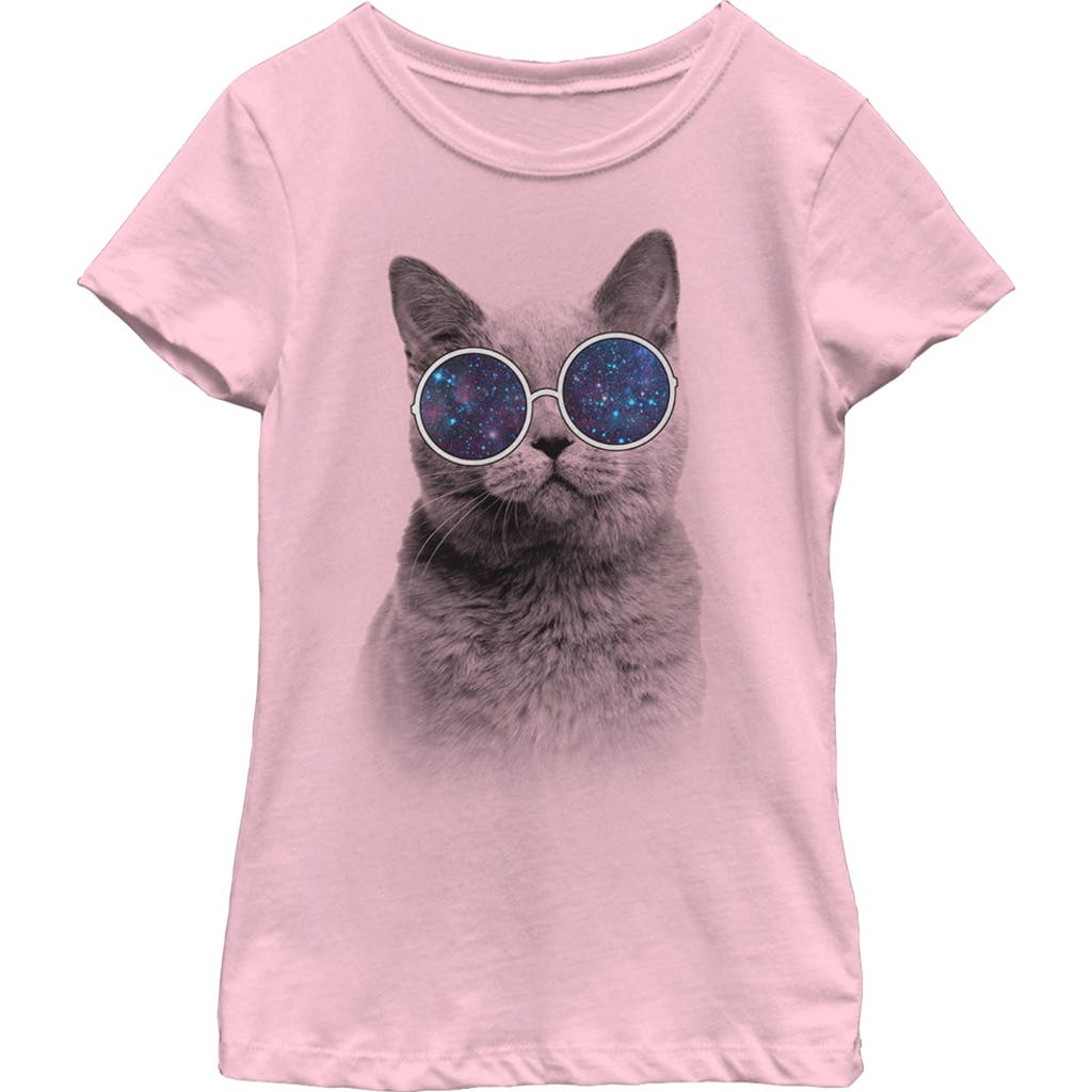 Girl's Lost Gods Galaxy Goggles Cat  Graphic T-Shirt in Light Pink  product