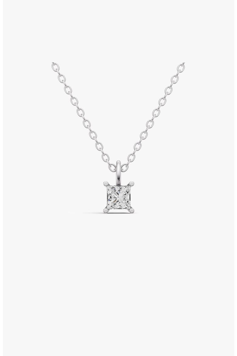 14K Gold 0.25 ct Lab Grown Princess Cut Diamond Solitaire Pendant with Bail, Main, color, White Gold