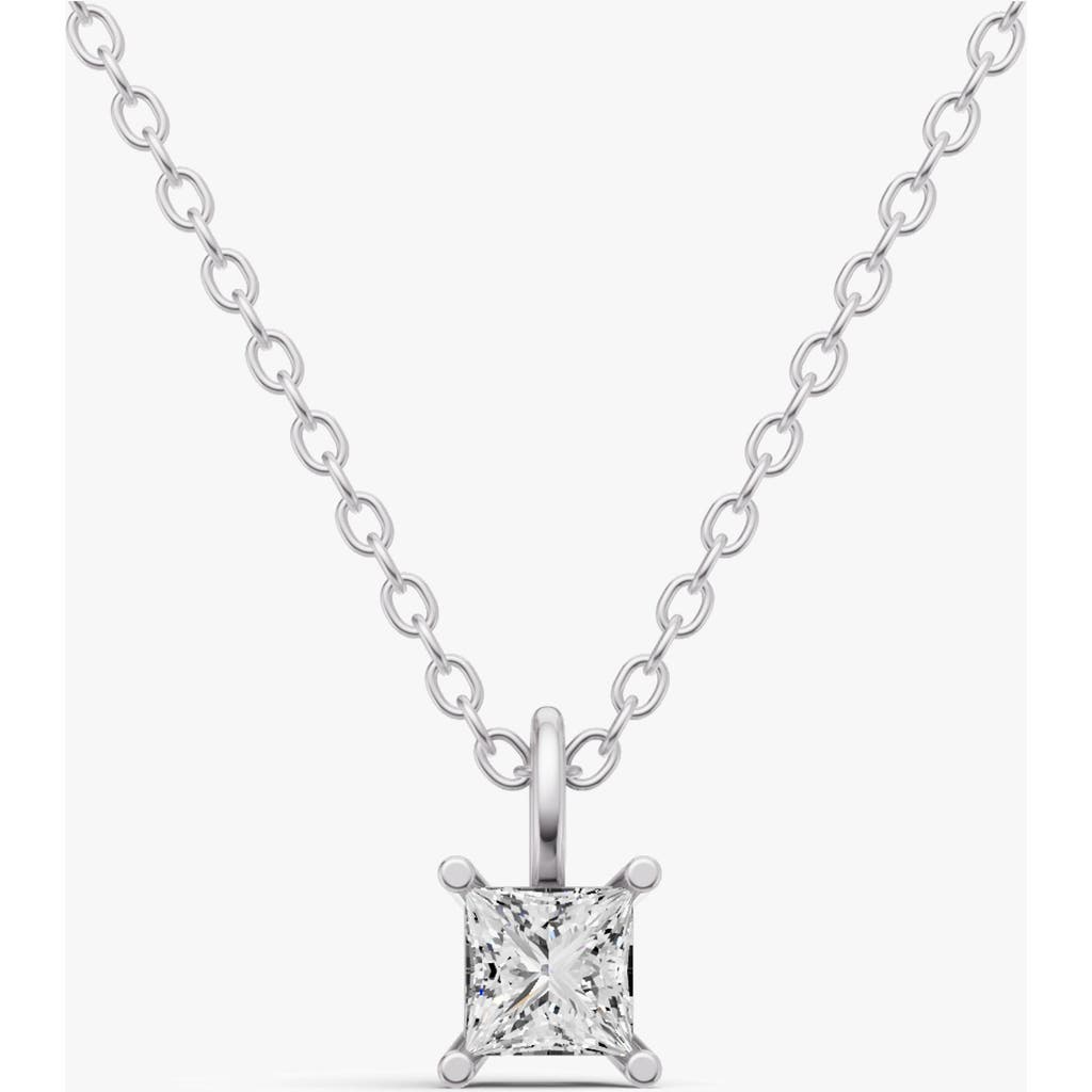 Sereia Official 14k Gold 0.25 Ct Lab Grown Princess Cut Diamond Solitaire Pendant With Bail In White Gold