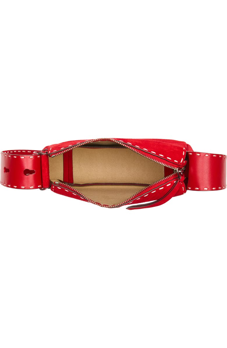 Tory Burch Romy Small Suede Shoulder Bag, Alternate, color, Red