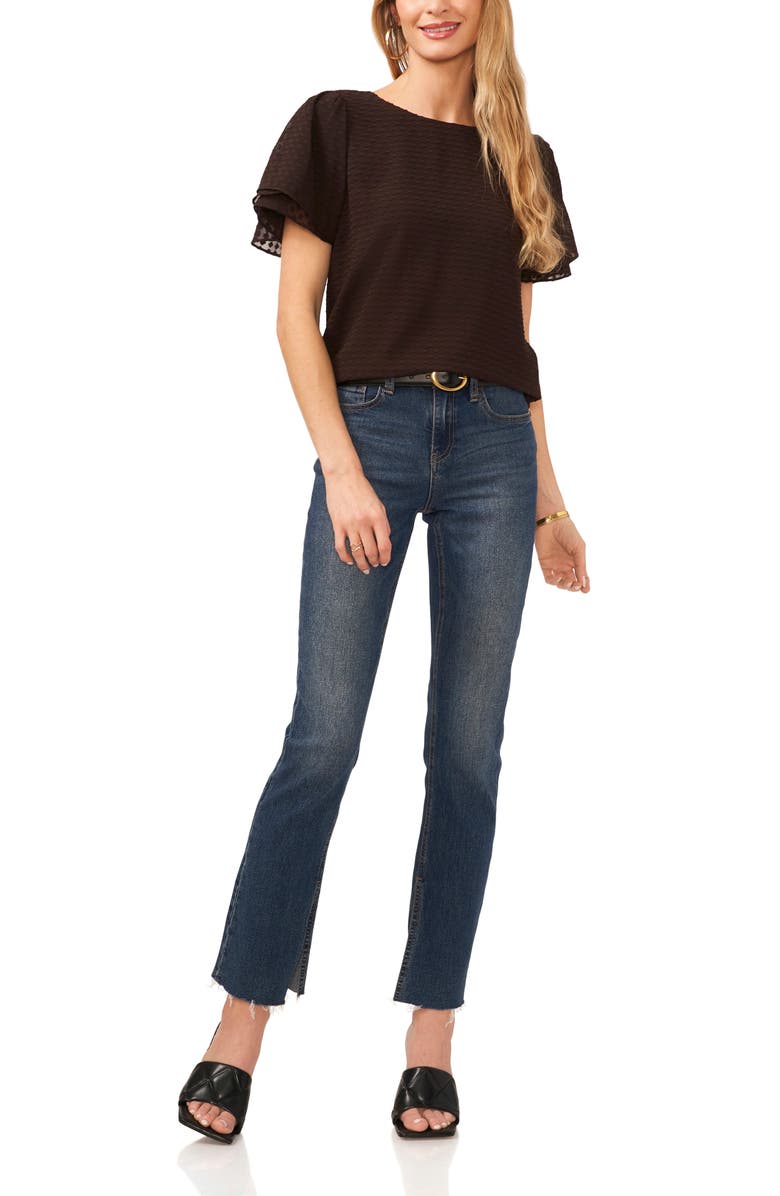 Vince Camuto Texture Tulip Sleeve Blouse, Alternate, color,