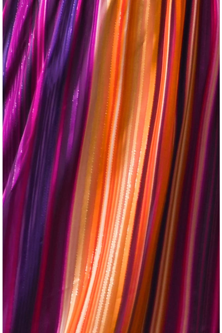 Metallic Stripe Long Sleeve Chiffon Midi Dress, Alternate, color, PURPLE ORANGE
