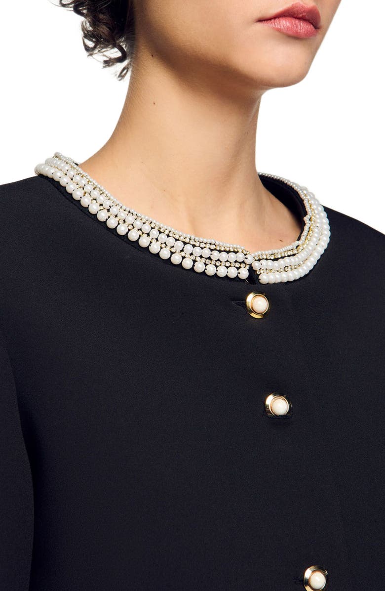 SANDRO Jacket with beaded collar, Alternate, color, 