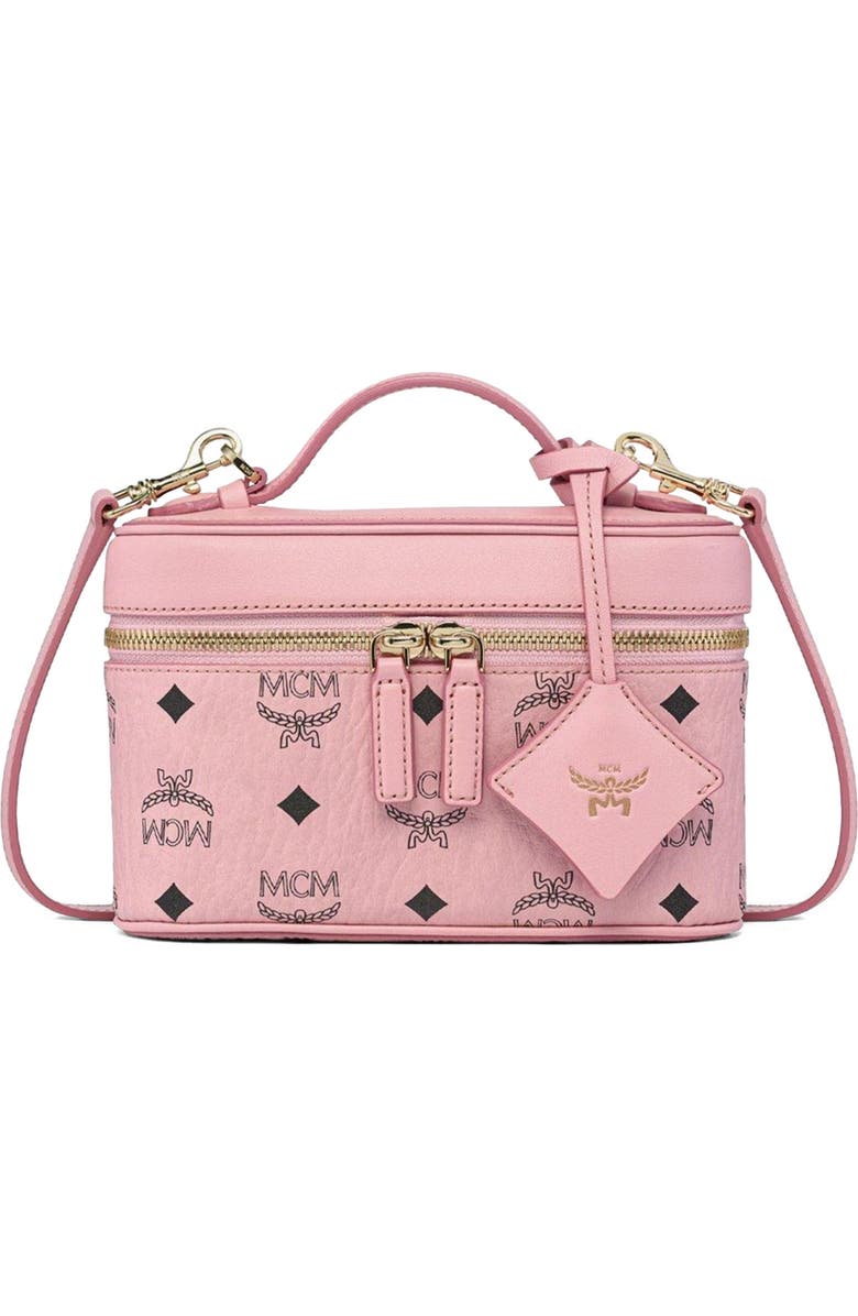 MCM Aren Vanity Case in Visetos Leather Mix, Alternate, color, Soft Pink